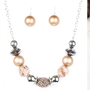 Paparazzi Gold and Silver Beaded Necklace Set A Warm Welcome Copper Brown Jewels